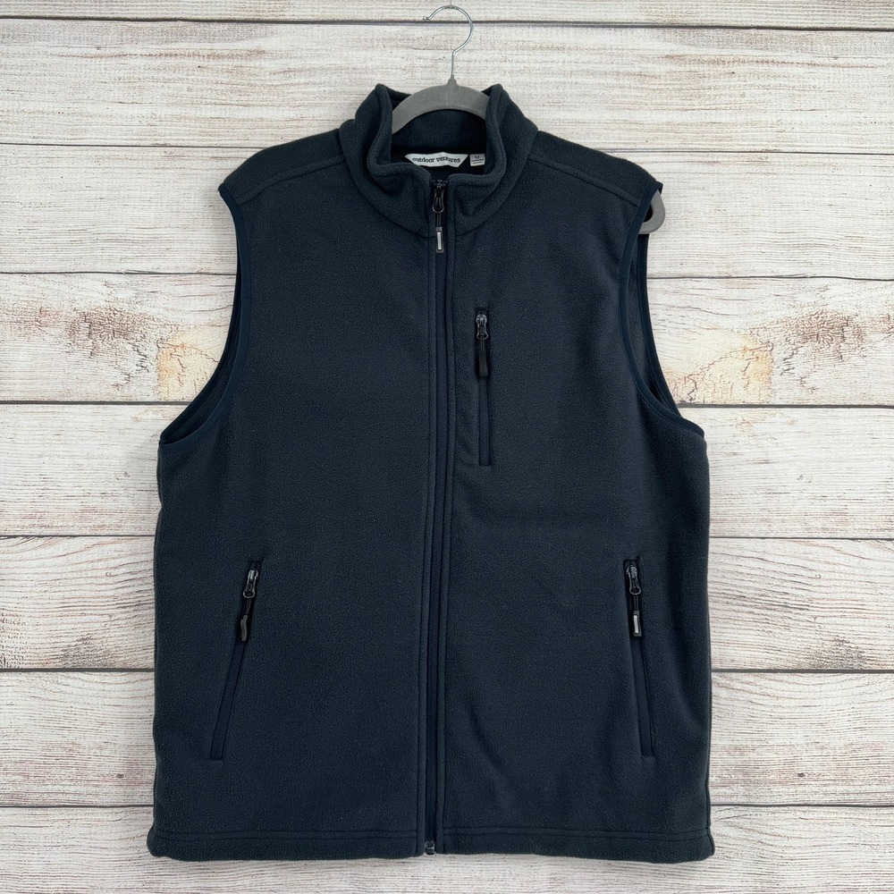 Outdoor Ventures Fleece Vest Mens‎ Medium Black Full Zip Sleeveless Jacket